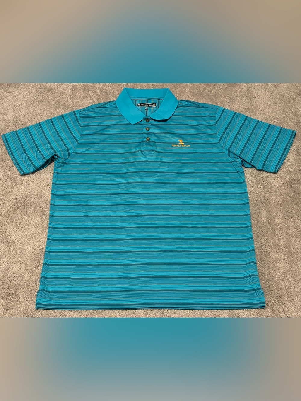 Pebble Beach Dry-Luxe Performance Blue Golf Polo Shirt Mens Size XL